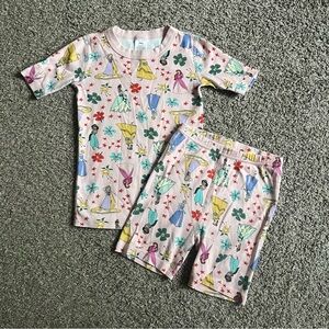 Hanna Andersson Pink Princess Pajama Shorts Set Short Sleeve Summer Girl's 10